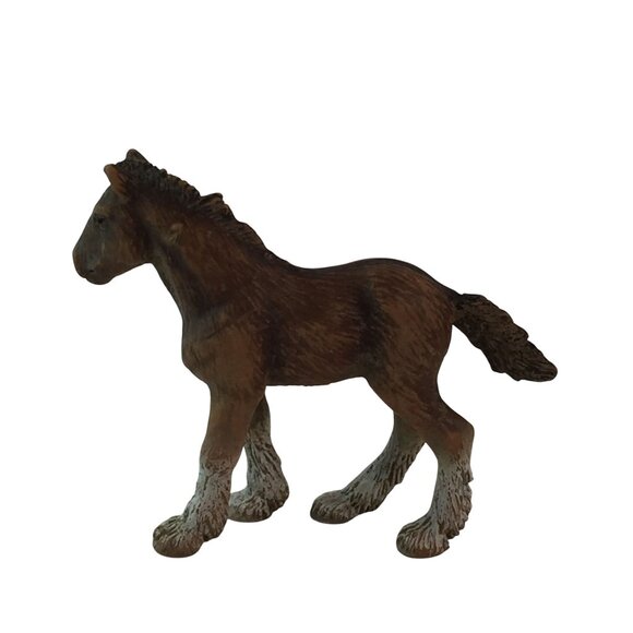 Schleich Horse Figures Brown Clydesdale Foal & White w/Yellow Mane Lot of 2 - Picture 6 of 8